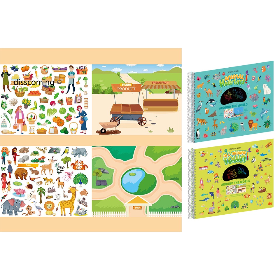 Áo Thun In Hình SL SL SL SL Thời Trang Cá Tính| Sách Hình Dán Thành Phố Động Vật / Thành Phố Tương Tác Giáo Dục Sớm Cho Bé