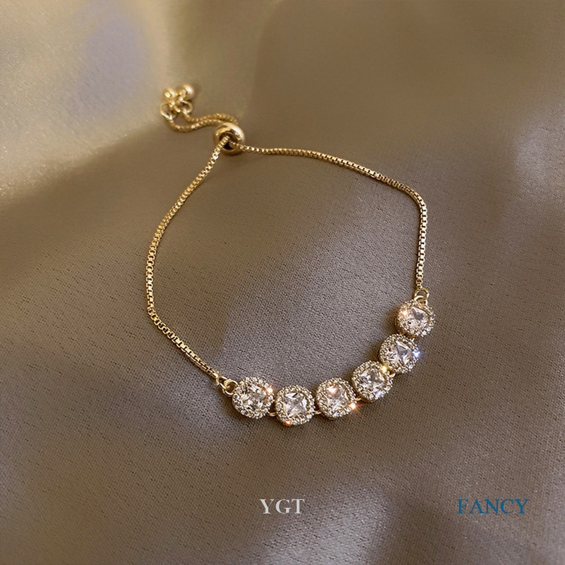 Ygt Vòng Tay Tennis Đính Đá Zircon Tự Nhiên Có Thể Điều Chỉnh Cho Nữ