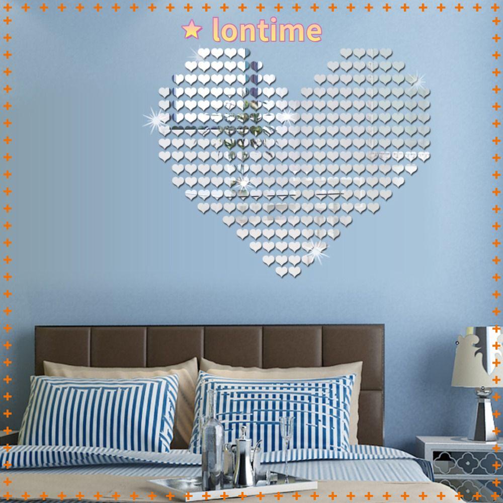 LONTIME Bộ 100 Miếng Dán Tường Tráng Gương Hình Trái Tim 2.25cm * 2cm Độc Đáo Trang Trí Văn Phòng