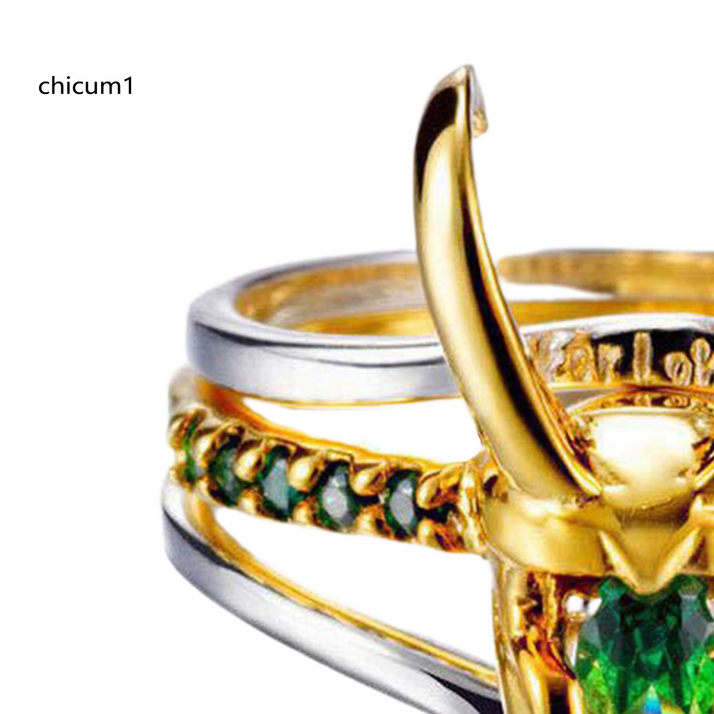 Set 3 Nhẫn Đeo Tay 3 Trong 1 Hình Nón Bảo Hiểm Có Thể Tháo Rời Đính Đá Zirconia Màu Xanh Lá