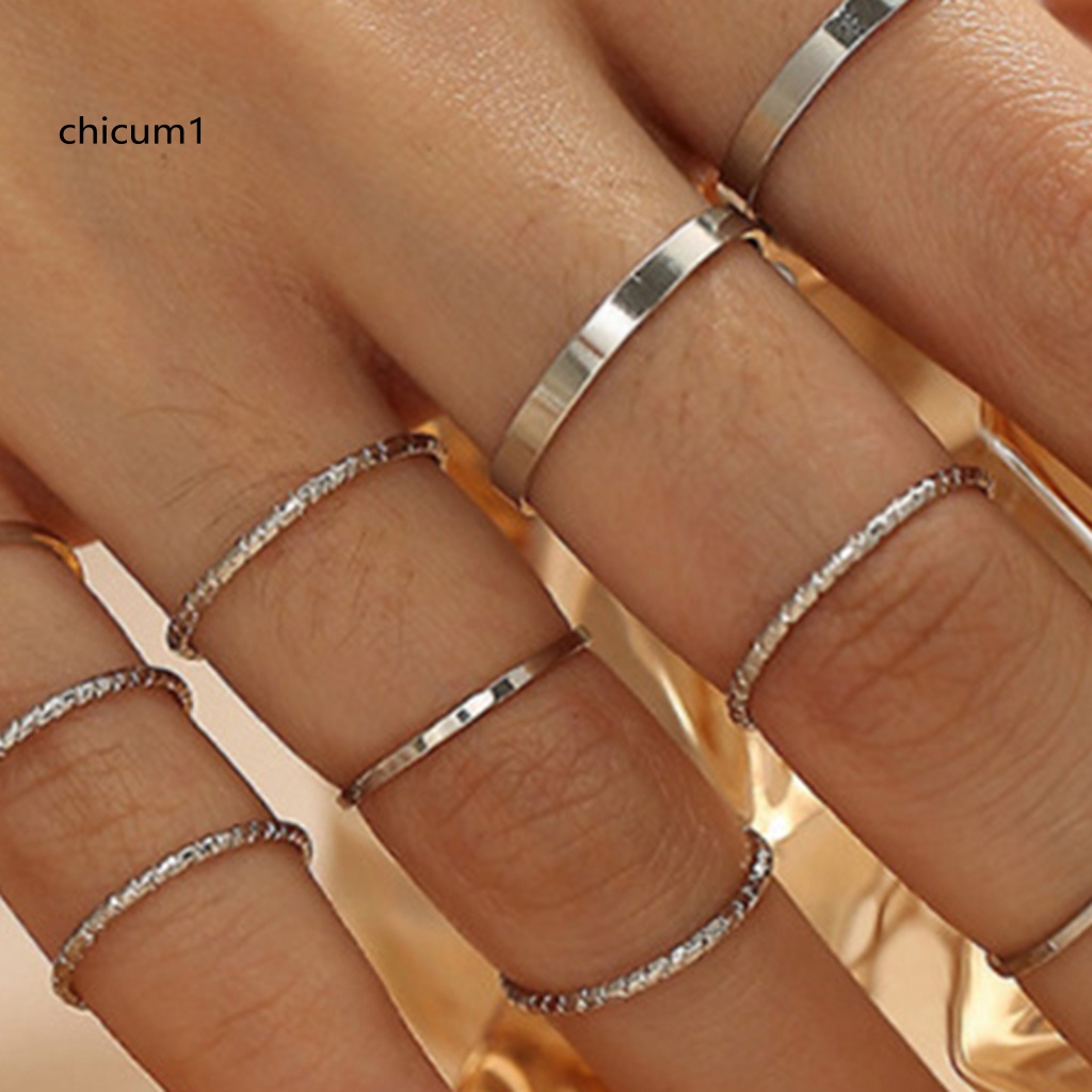 Set 10 Nhẫn Đeo Ngón Tay Nhẹ Màu Sắc Tinh Khiết Dành Cho Nam Nữ