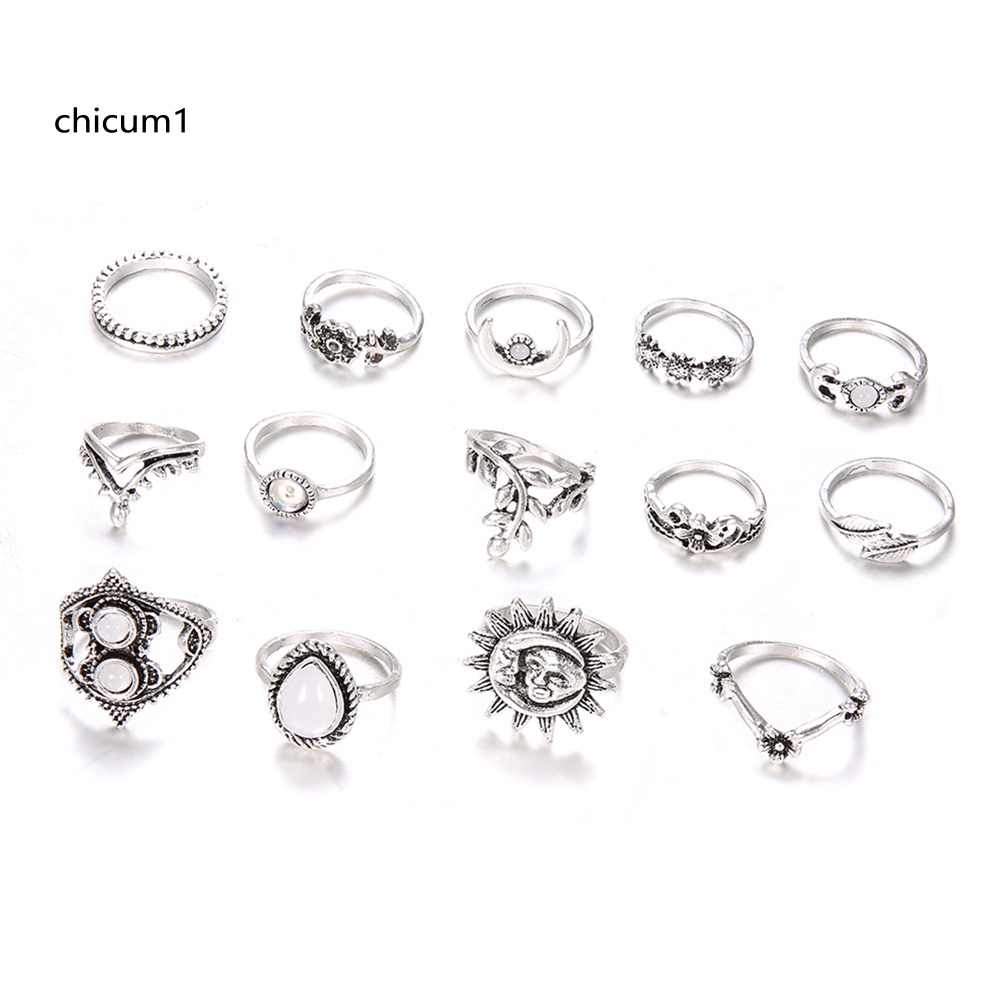 Set 14 Nhẫn Đốt Ngón Tay Nhiều Kiểu Phong Cách Vintage