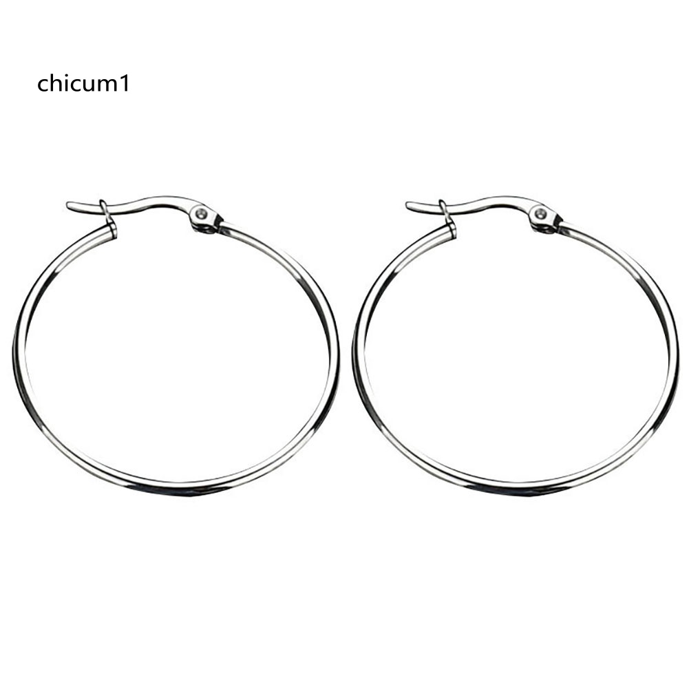 Khuyên Tai Tròn Lớn Bằng Thép Không Gỉ Độc Đáo Cho Nữ