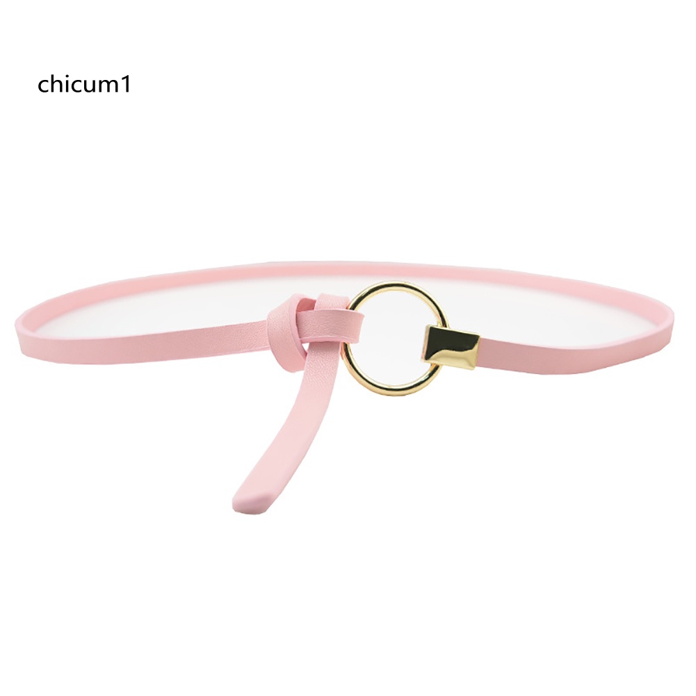 Thắt Lưng Giả Da Với Khoá Kim Loại Tròn Thời Trang Cho Nữ