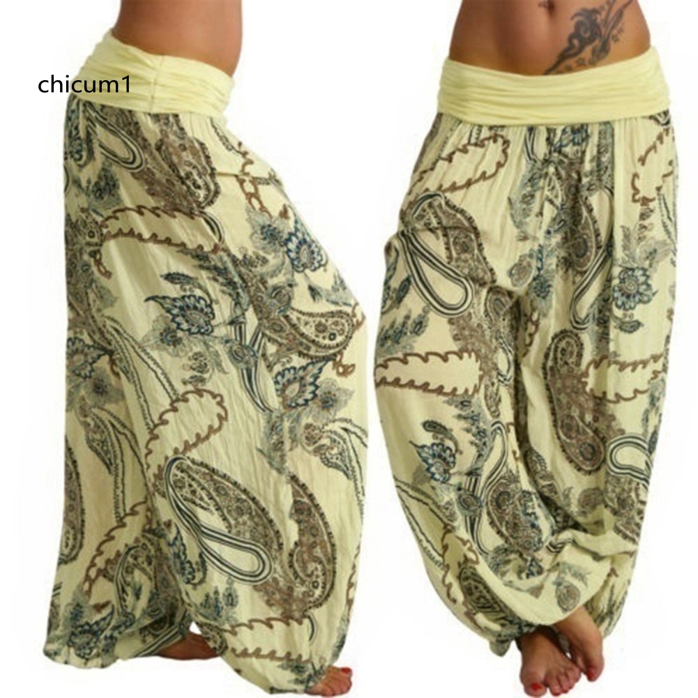 Quần Baggy Dài In Họa Tiết Thời Trang Boho Cho Nữ