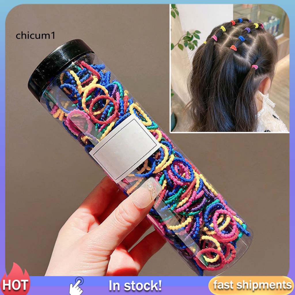 Set 300 Dây Cột Tóc Độ Co Giãn Cao Không Làm Đau Cho Bé Gái