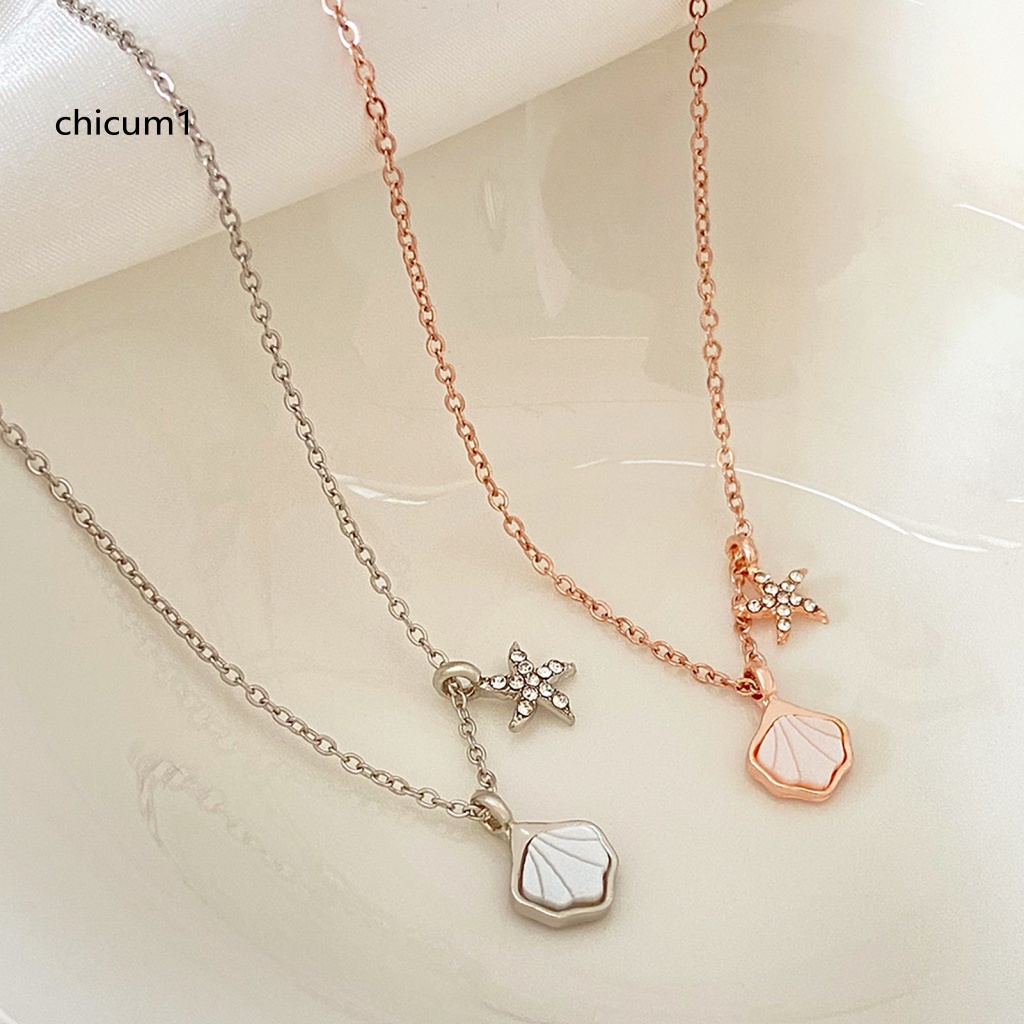 Vòng cổ Hợp Kim Mặt Hình Vỏ Sò Đính Đá Thời Trang Cho Nữ