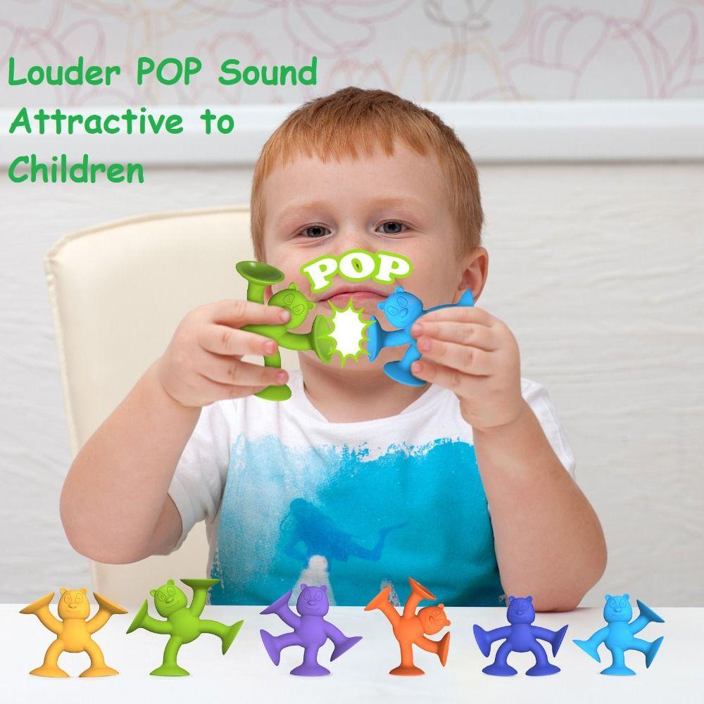 Goovanni Đồ Chơi Khối Xếp Chồng Bằng Silicon Mềm Hình Gấu Mặt Cười Có Giác Hút Cho Bé