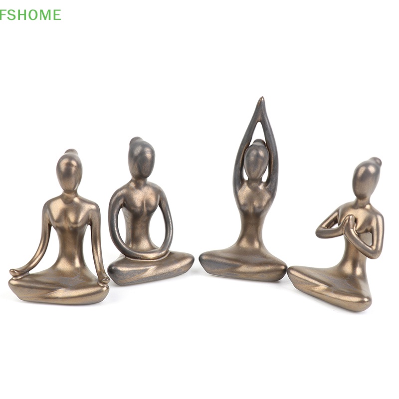 Tượng Tập Yoga Thiền 8 Kiểu Bằng Sứ Dùng Trang Trí