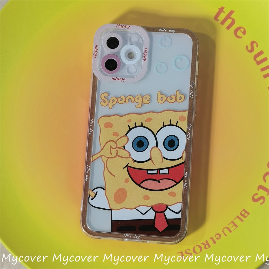 Ốp Điện Thoại Silicone Mềm Chống Sốc In Hình Spongebob Cho iPhone 11 12 13 14 Pro Max X Xr Xs 8 7 6 Plus SE 2020