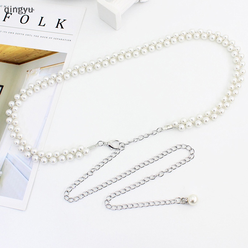 Thắt Lưng Dây Xích Mảnh Đính Ngọc Trai Thanh Lịch Thời Trang Cho Nữ