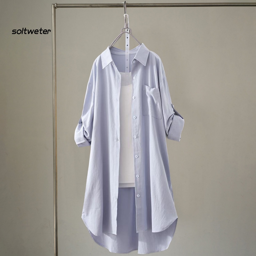 Áo Sơ Mi Tay Dài Cổ Bẻ Màu Sắc Thời Trang Cho Nữ