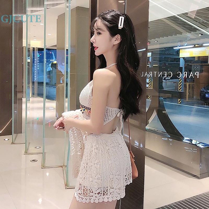 Quần Short Legging Dây Rút An Toàn Dáng Rộng In Hoa Cắt Móc Kiểu Bohemia Dễ Thương WTD