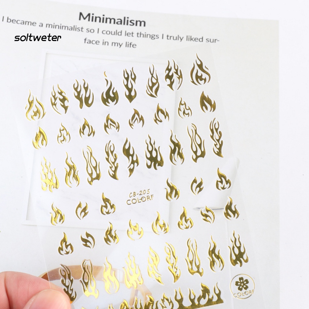 Miếng Dán Móng Tay Hiệu Ứng Ngọn Lửa Holographic Siêu Mỏng Không Phai Màu Tạo Hiệu Ứng 3D