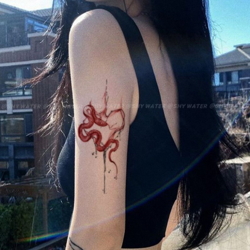 Hình Xăm Dán Tạm Thời Họa Tiết Da Rắn Trái Tim Chống Thấm Nước Lâu Trôi Trong Vòng 3 Ngày