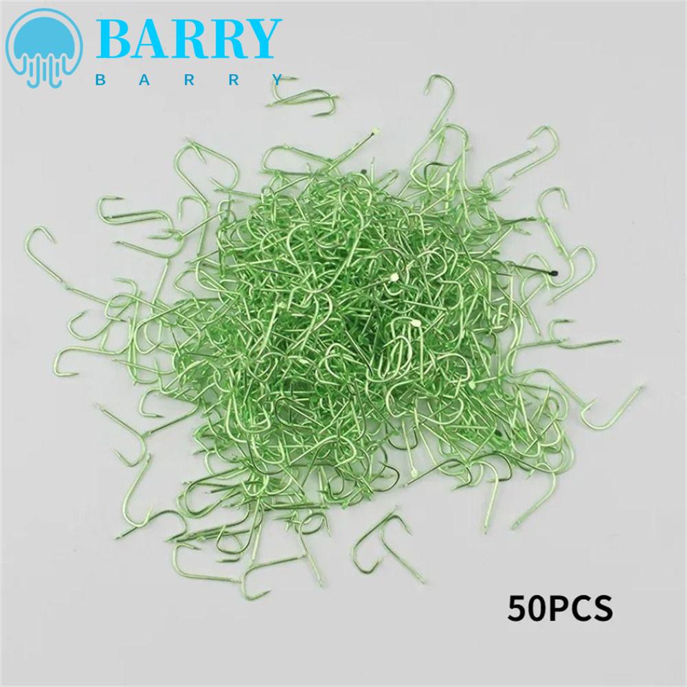 BARRY Set 50 Lưỡi Câu Cá Nhỏ Bằng Thép Carbon Màu Xanh Lá