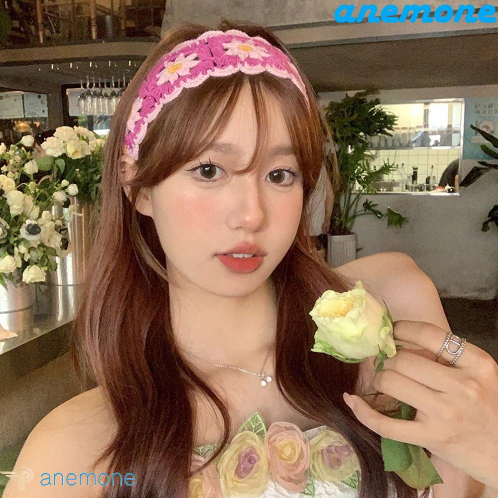 ANEMONE Băng Đô Đan Len Đính Hoa Dễ Thương Phong Cách Bohemian Cho Nữ