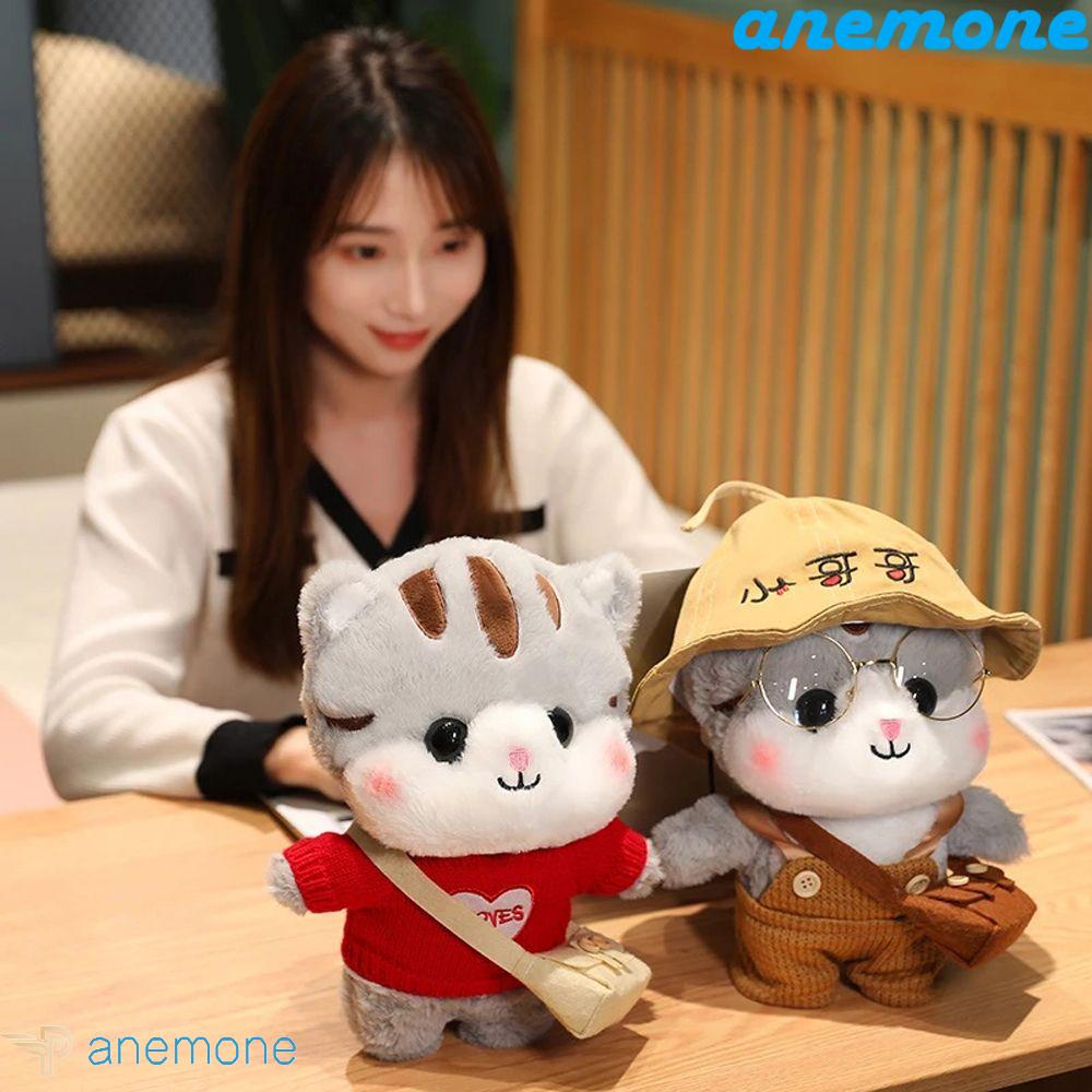 ANEMONE Túi Đeo Chéo Hình Mèo Hoạt Hình Nhồi Bông Mềm Mại Đáng Yêu Cho Bé