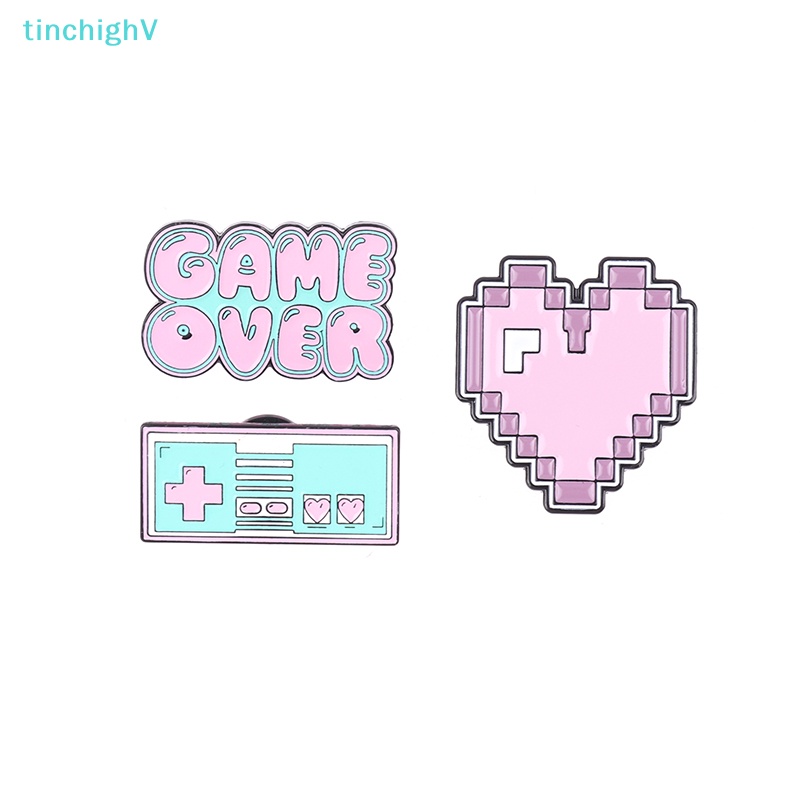 [TinchighV] Ghim Cài Áo Bằng Kim Loại Hình Trò Chơi Điện Tử Trái Tim Màu Hồng Dễ Thương [Mới]