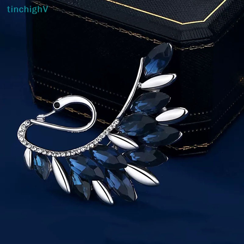 [TinchighV] Cài Áo Hình Thiên Nga Đính Pha Lê Xanh Dương Thời Trang Cho Nữ