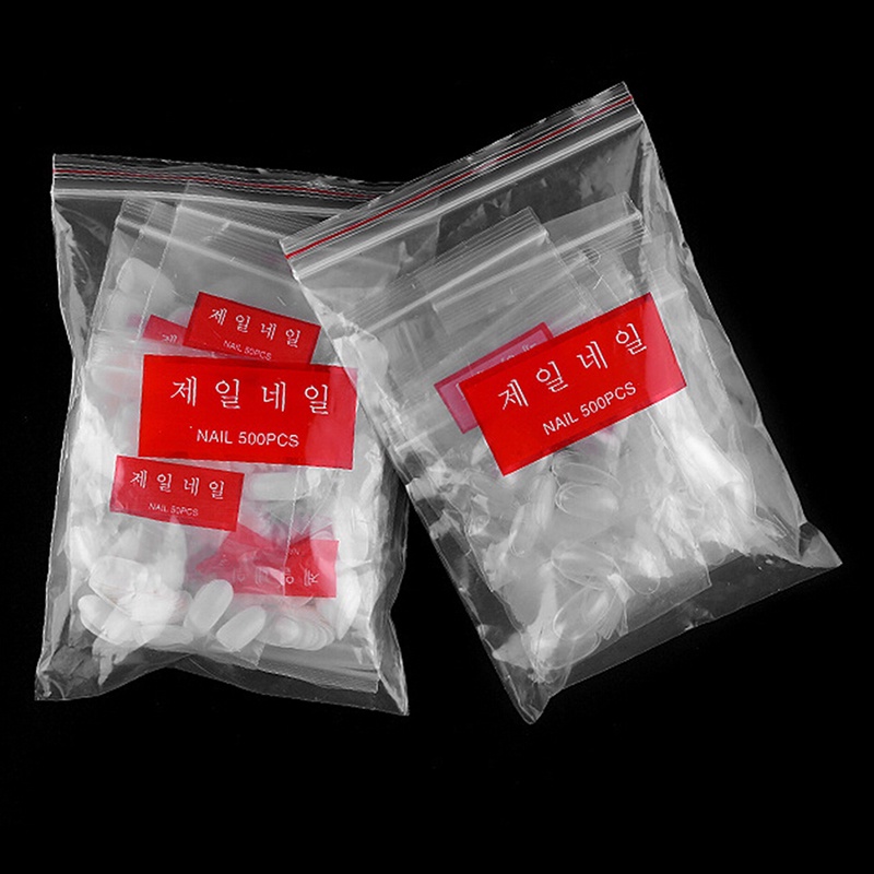 Bộ 500 Móng Tay Giả Ngắn / Elip Bằng Acrylic Che Phủ Toàn Diện