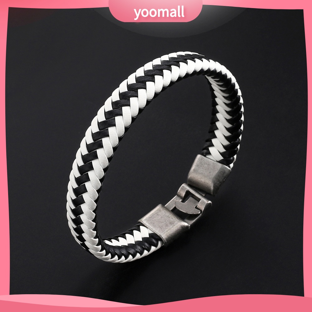 Vòng Tay Giả Da Bện Dây Khóa Trang Sức Thời Trang Cho Nam Nữ