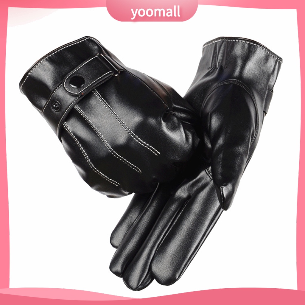 Găng Tay Giả Da Giữ Ấm Mùa Đông Có Thể Chạm Màn Hình Cảm Ứng Thời Trang Cho Nam