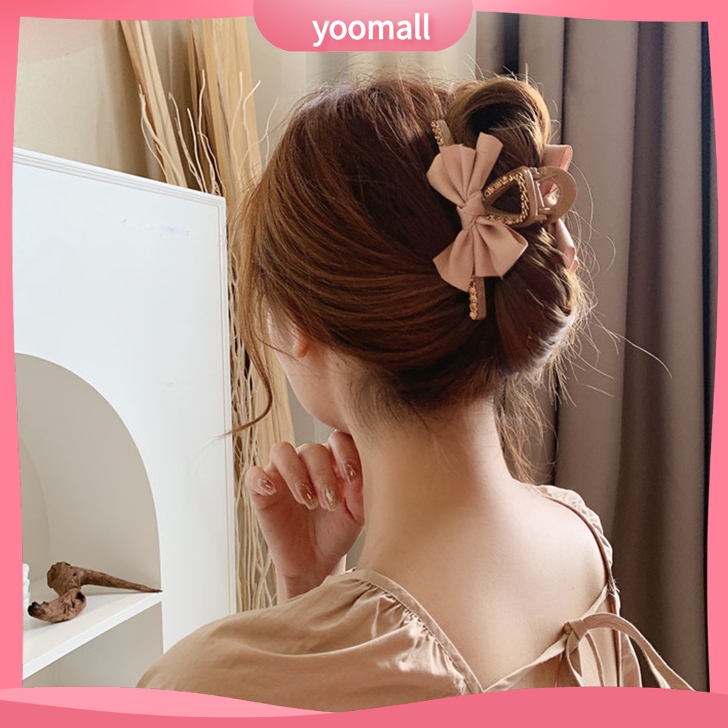 Kẹp Tóc Càng Cua Đính Đá Màu Trơn Chống Rơi Cho Nữ