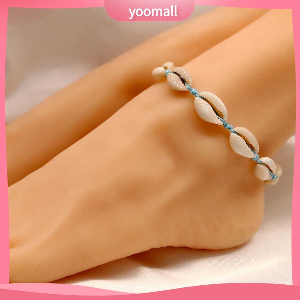 Lắc Chân Bện Dây Đính Vỏ Sò Thủ Công Thời Trang Đi Biển Cho Nữ