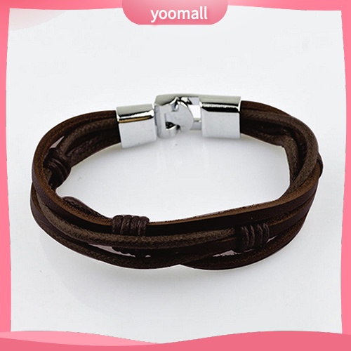 Vòng Tay Giả Da Nhiều Lớp Thời Trang Cho Nam