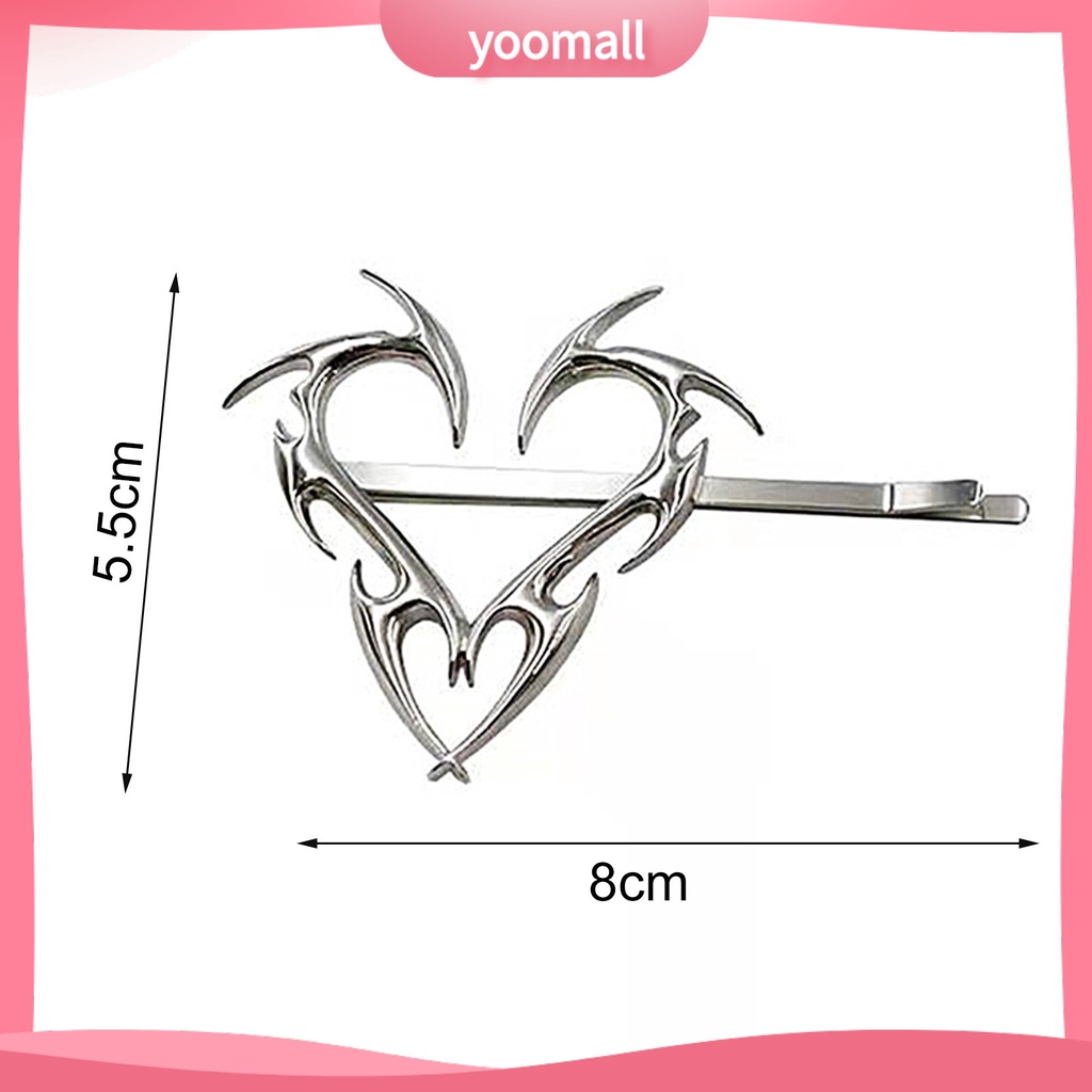 [YM] Kẹp Tóc Dạng Phi Tiêu Hình Học Trái Tim Màu Bạc Phong Cách Hip Hop Cá Tính Tinh Tế Tốt Cho Cuộc Sống Hàng Ngày