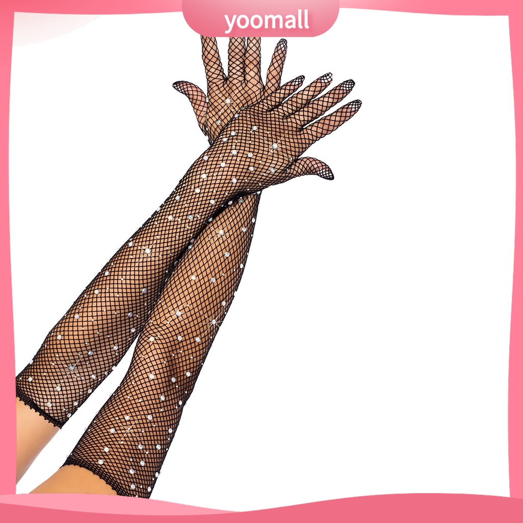1 Đôi Găng Tay Lưới Đính Đá Thời Trang Cho Nữ