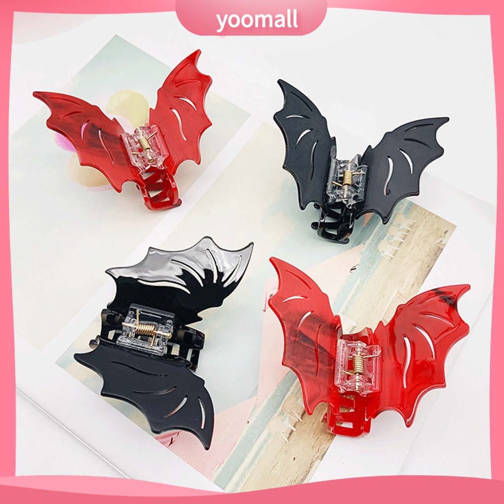 Kẹp Tóc Hình Dơi Màu Trơn Chống Trượt Phong Cách Gothic