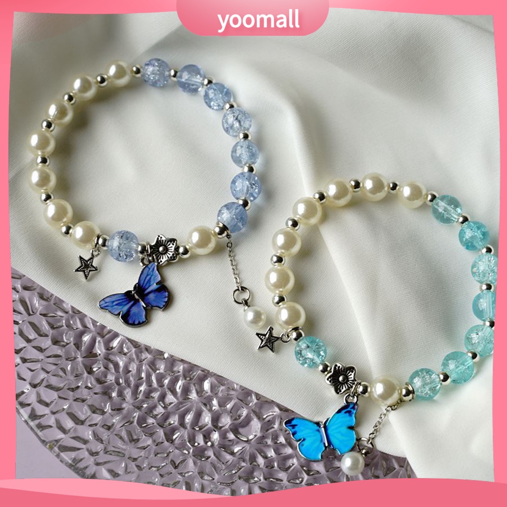 [YM] Vòng Tay Chuỗi Hạt Hình Bướm Màu Sáng Lâu Trôi Làm Quà Tặng Trang Sức Cho Nữ