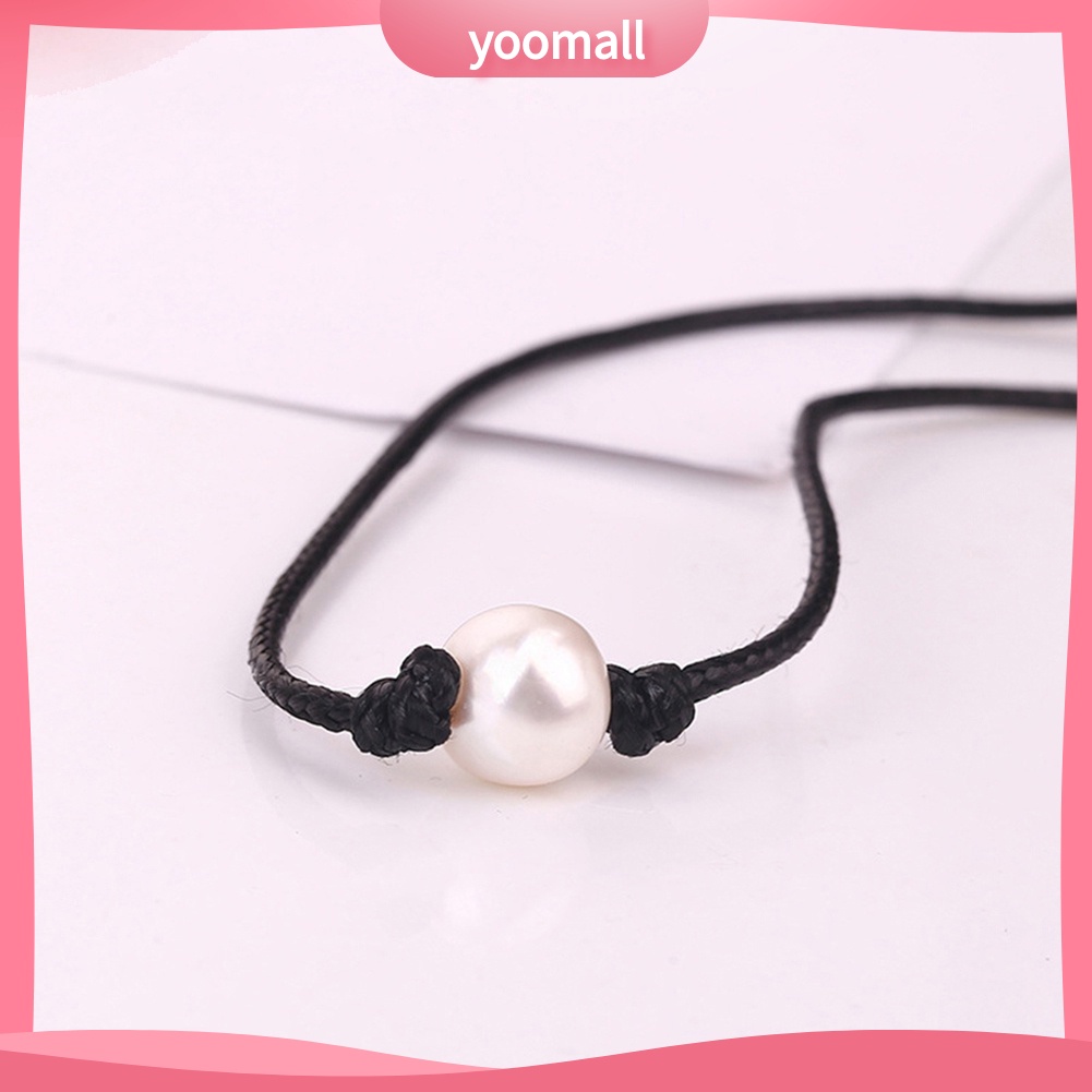 Vòng Cổ Choker Dây Da Đính Hạt Ngọc Trai Nhân Tạo Đơn Giản Dành Cho Nữ