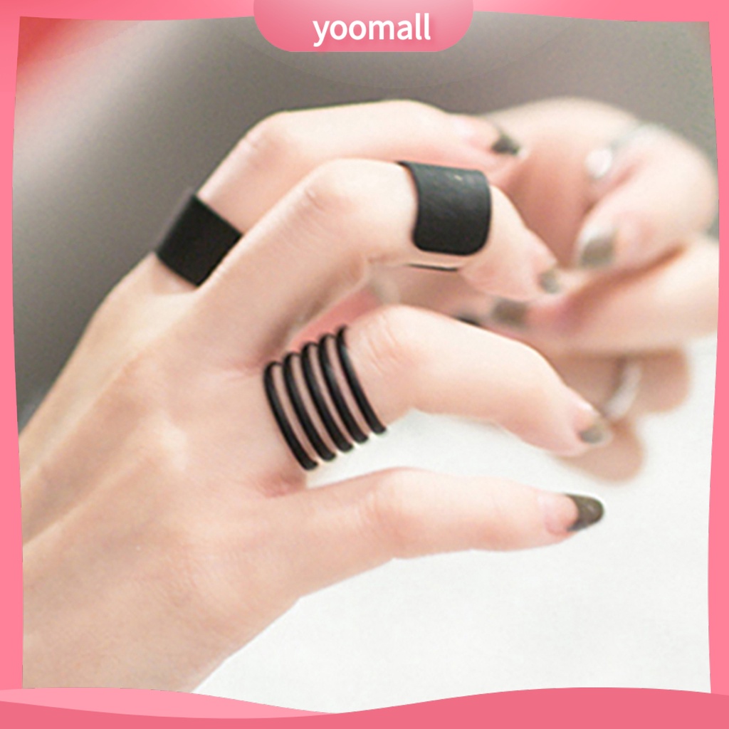 Bộ 3 Nhẫn Đeo Đốt Ngón Tay Màu Đen Trơn Thời Trang