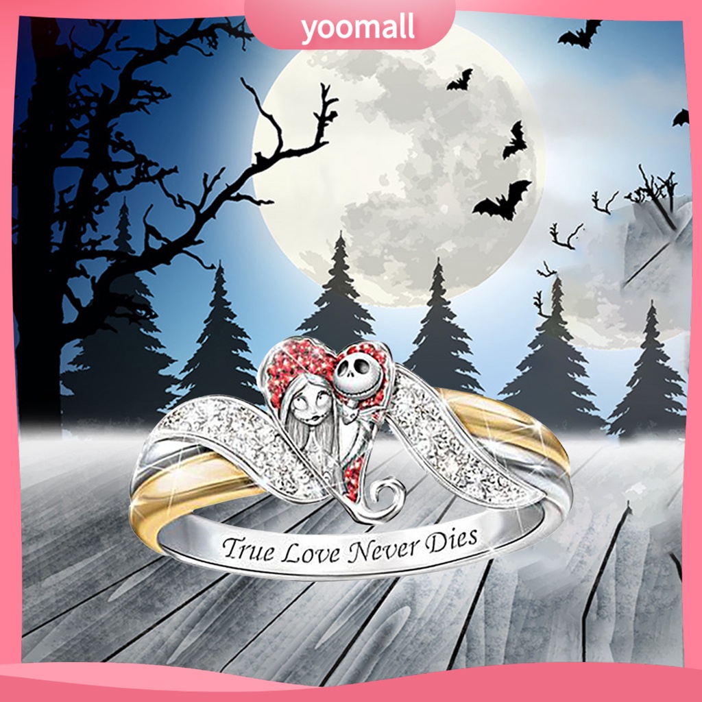 Nhẫn Hợp Kim Hai Màu Sắc Họa Tiết Trái Tim Đính Đá Kim Cương Nhân Tạo Dành Cho Nữ