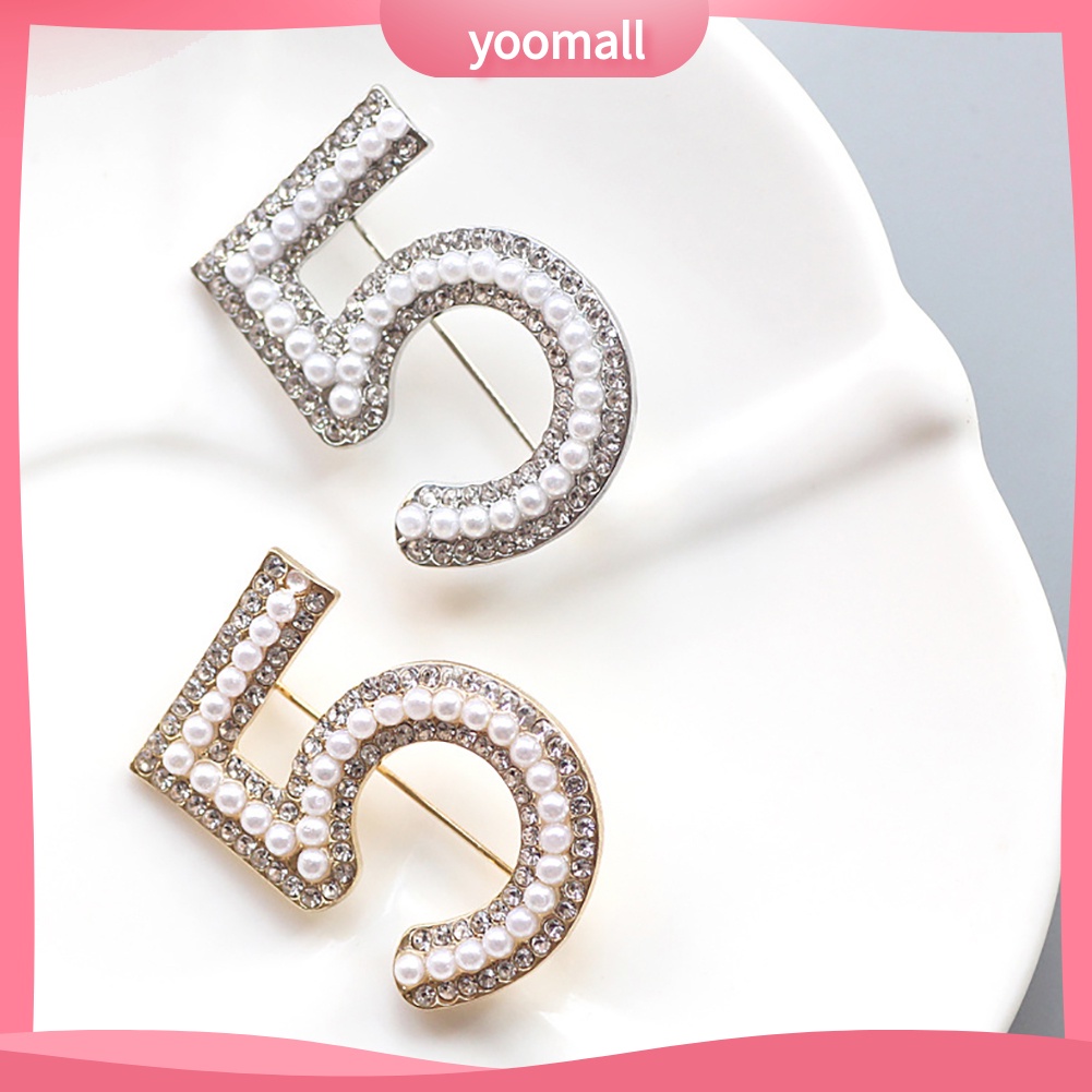 Ghim Cài Áo Đính 5 Viên Ngọc Trai Nhân Tạo Thời Trang Dành Cho Nữ