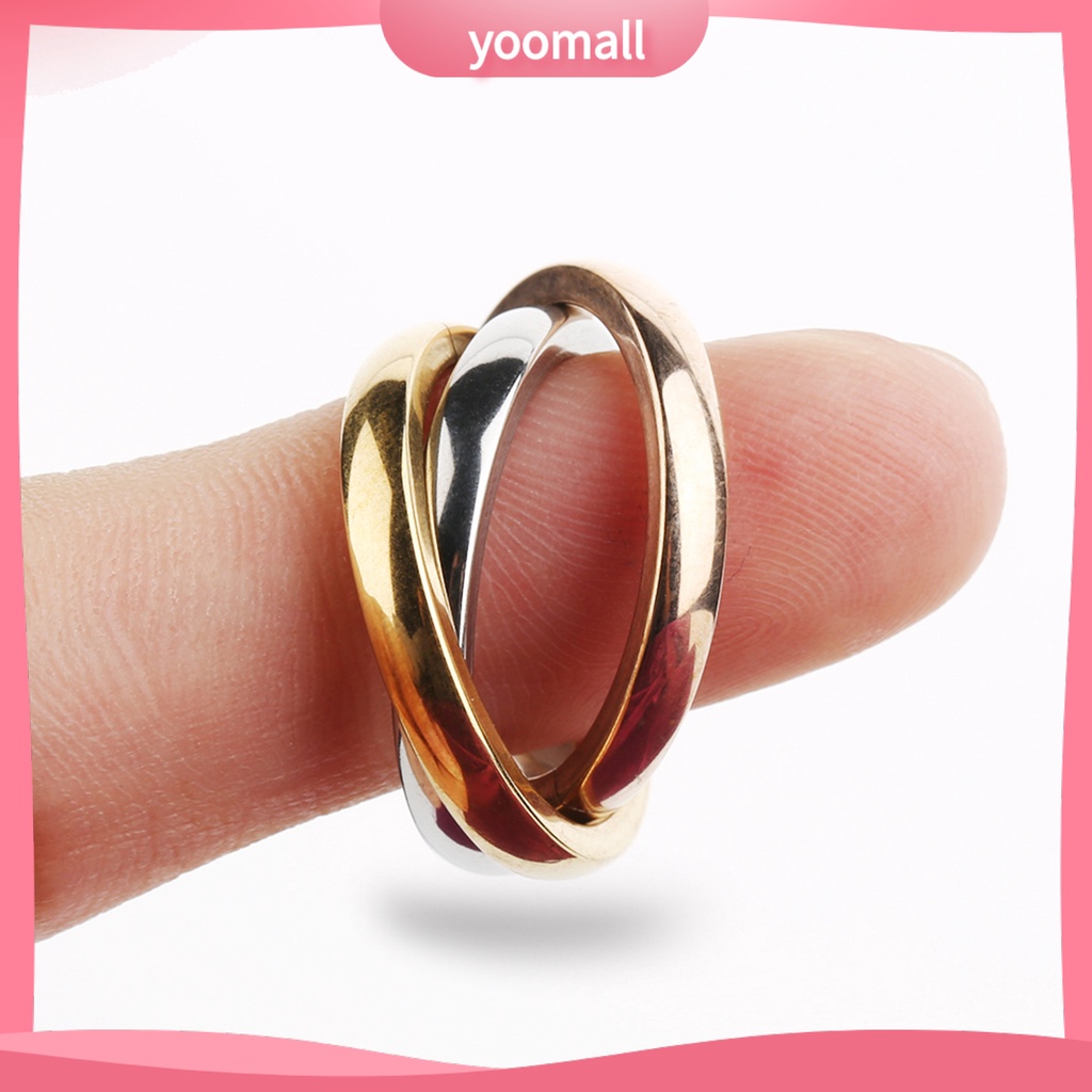 Nhẫn Trơn 3 Lớp Bằng Thép Không Gỉ Thời Trang Cho Nữ