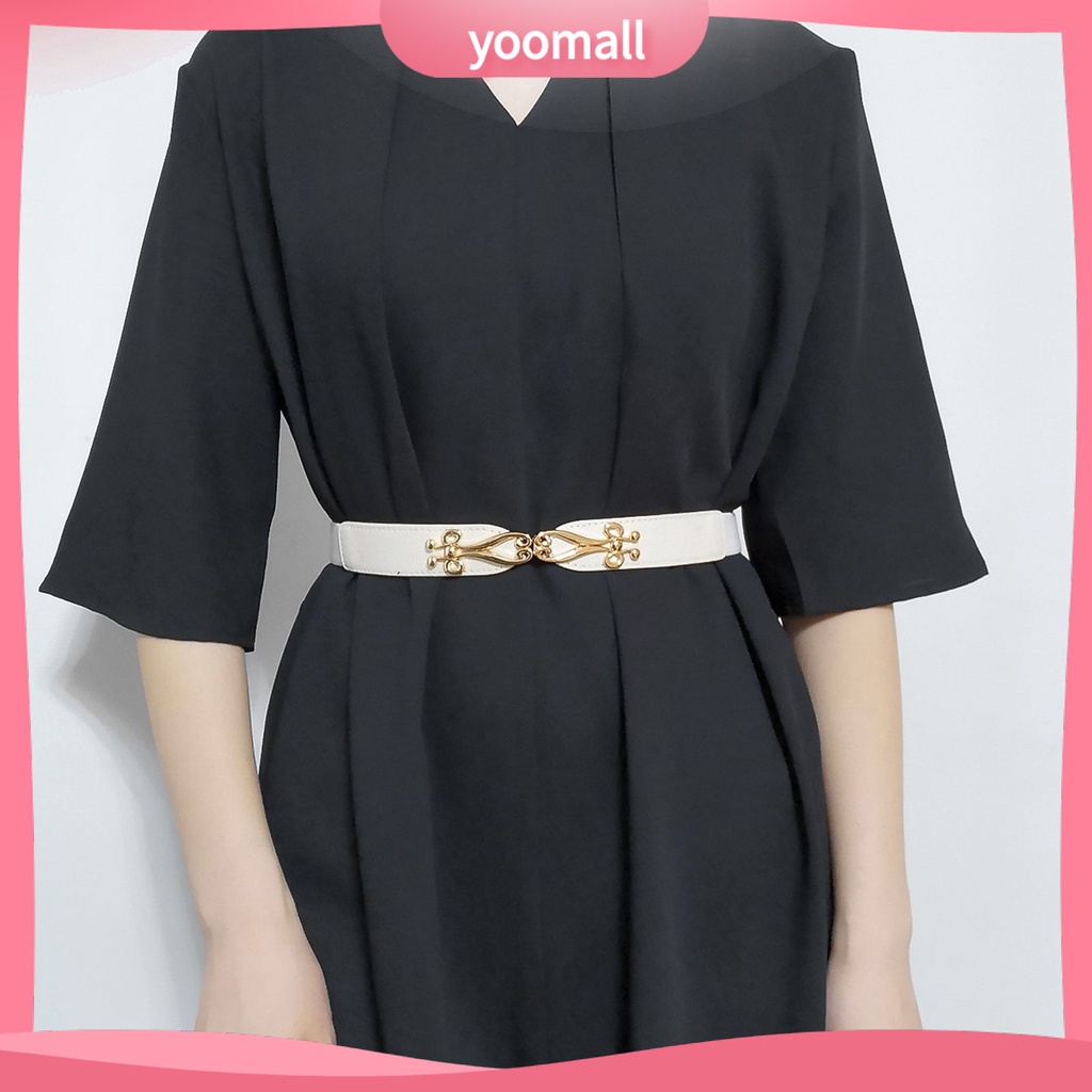 Thắt Lưng Giả Da Co Giãn Phối Màu Tương Phản Tùy Chỉnh Thoải Mái Thời Trang Cho Nữ