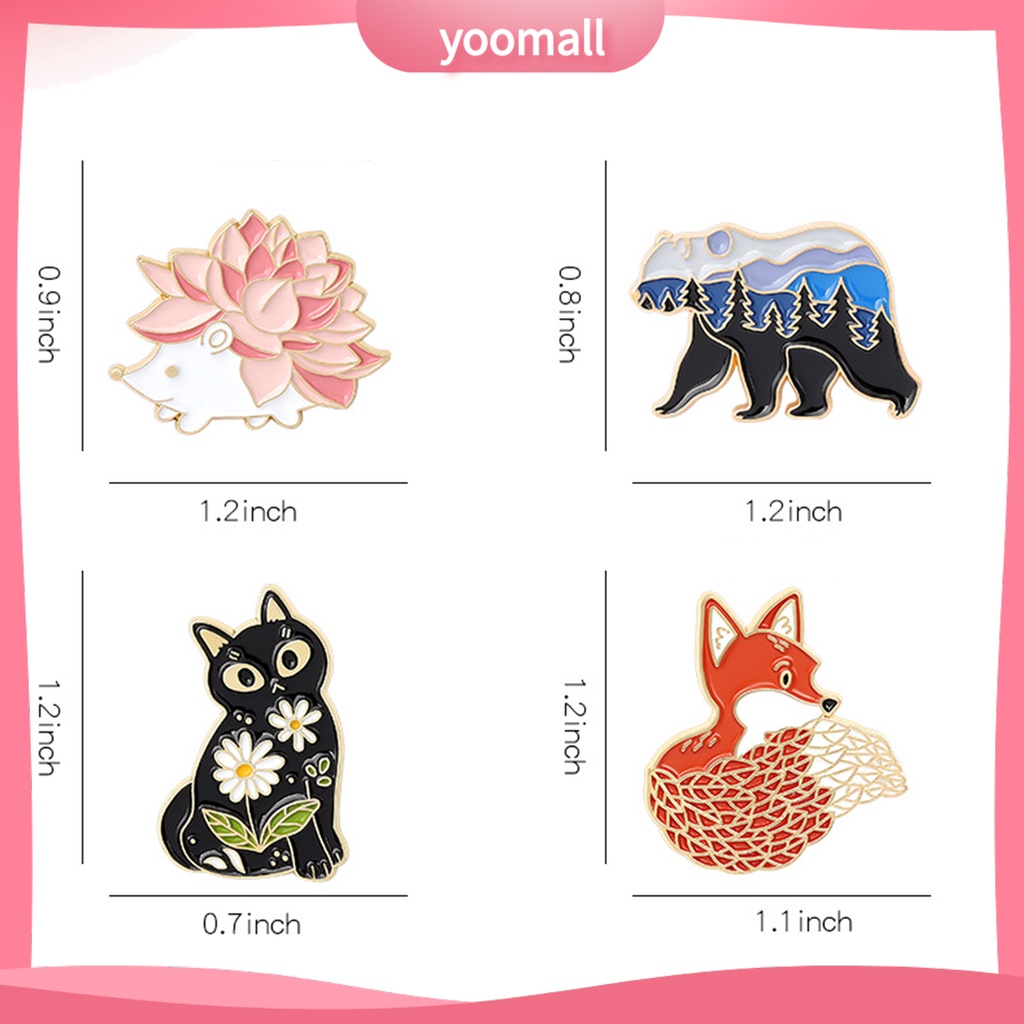 [YM] Trâm Cài Áo Hình Nhím / Mèo / Cáo Tráng Men Phong Cách Nhật Bản Dễ Thương