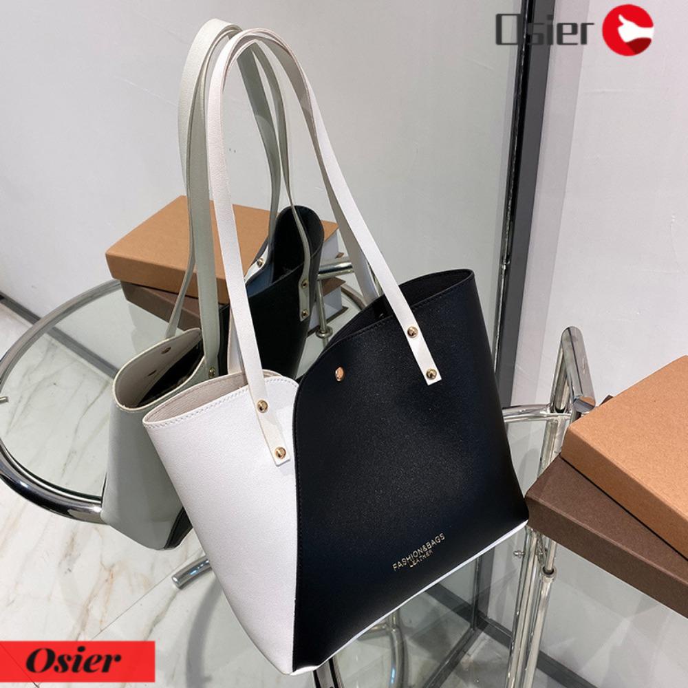 OSIER1 Túi Xách Da Pu Cỡ Lớn Phối Màu Độc Đáo Thời Trang
