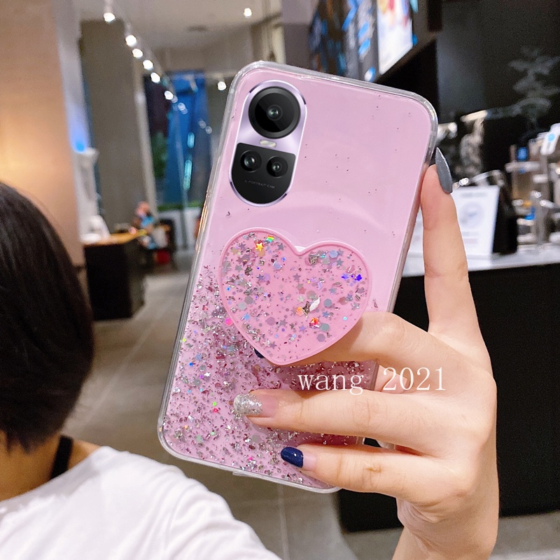 Ốp Điện Thoại Mềm Hình Ngôi Sao Lấp Lánh Có Giá Đỡ Cho OPPO Reno10 Reno10 Pro + Plus 5G 2023 OPPOReno10 Pro 5G