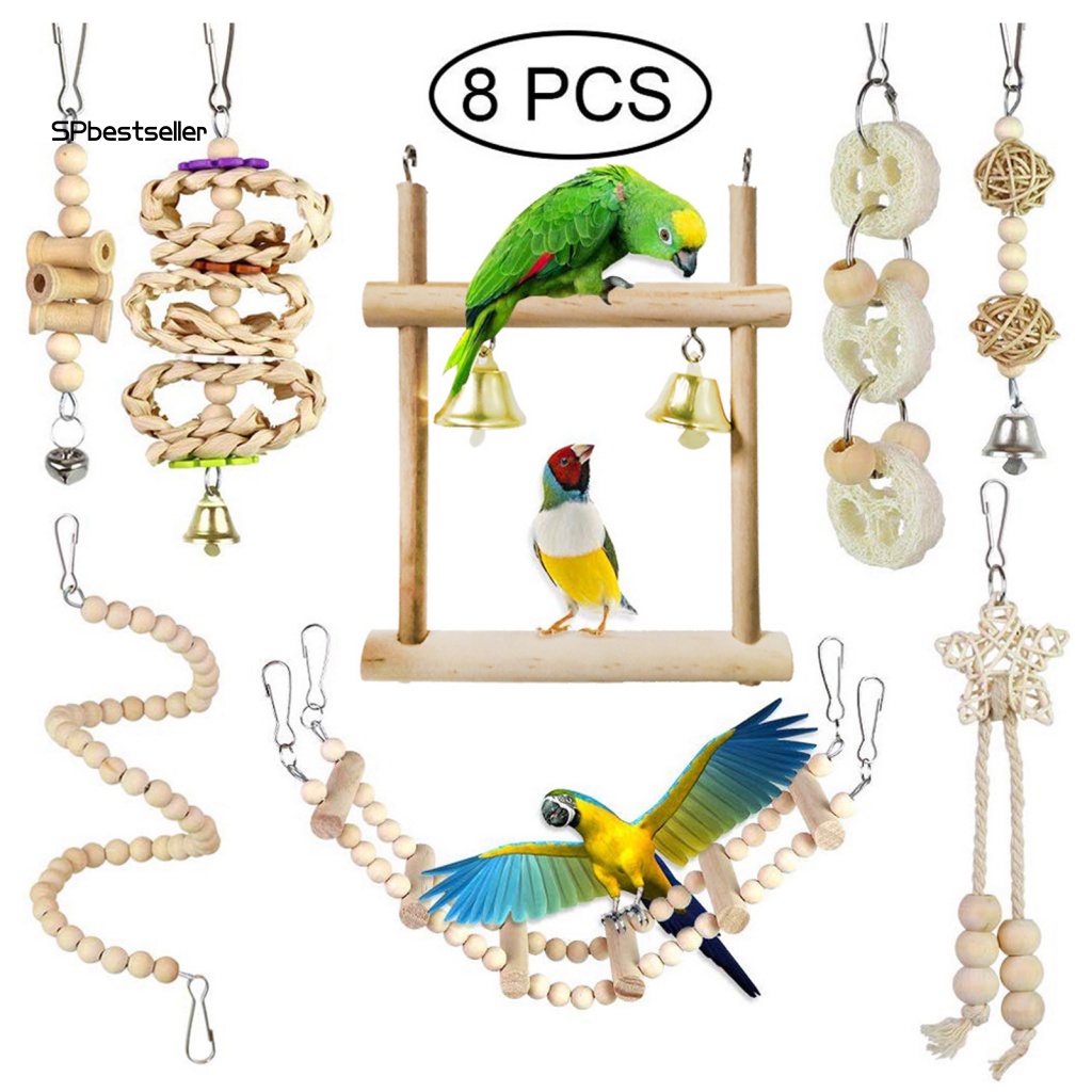 Bộ 8 Thang Gỗ Xoắn Ốc Đồ Chơi Nhai Gặm Cho Chim Cảnh