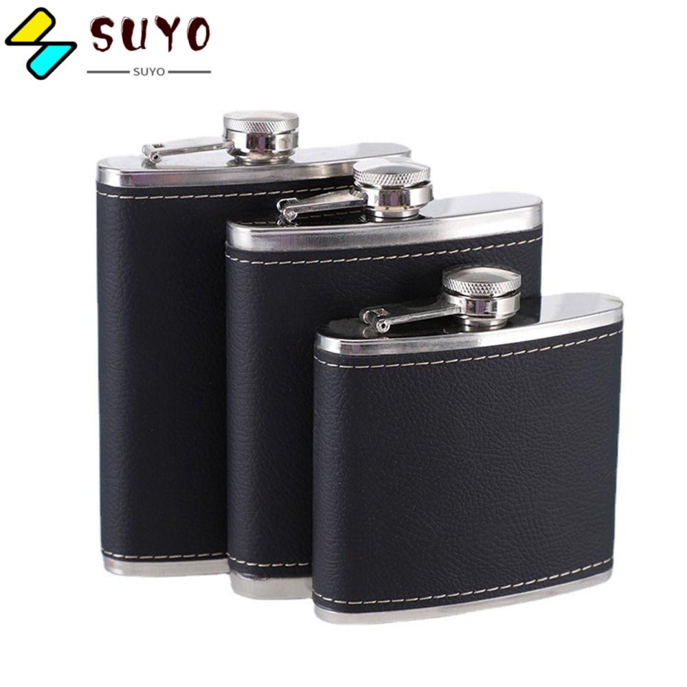 SUYO Bình Đựng Rượu Bằng Da PU Chống Rò Rỉ 9oz