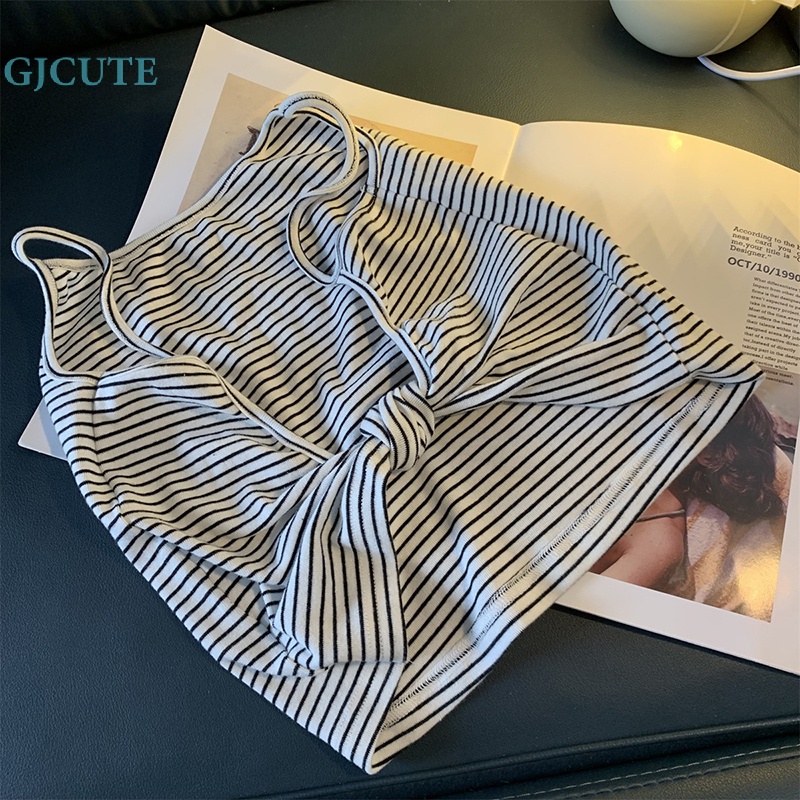 Áo Hai Dây Hở Lưng Dáng Ôm Họa Tiết Kẻ Sọc Thời Trang Mùa Hè Quyến Rũ Cho Nữ