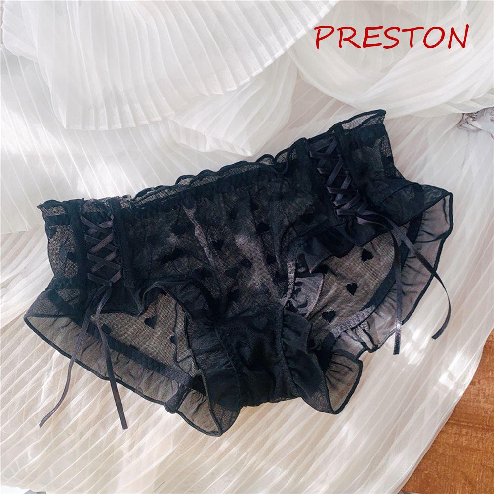 Quần Lót Cotton Lưng Vừa Phối Ren Lưới In Họa Tiết Trái Tim Quyến Rũ Cho Nữ