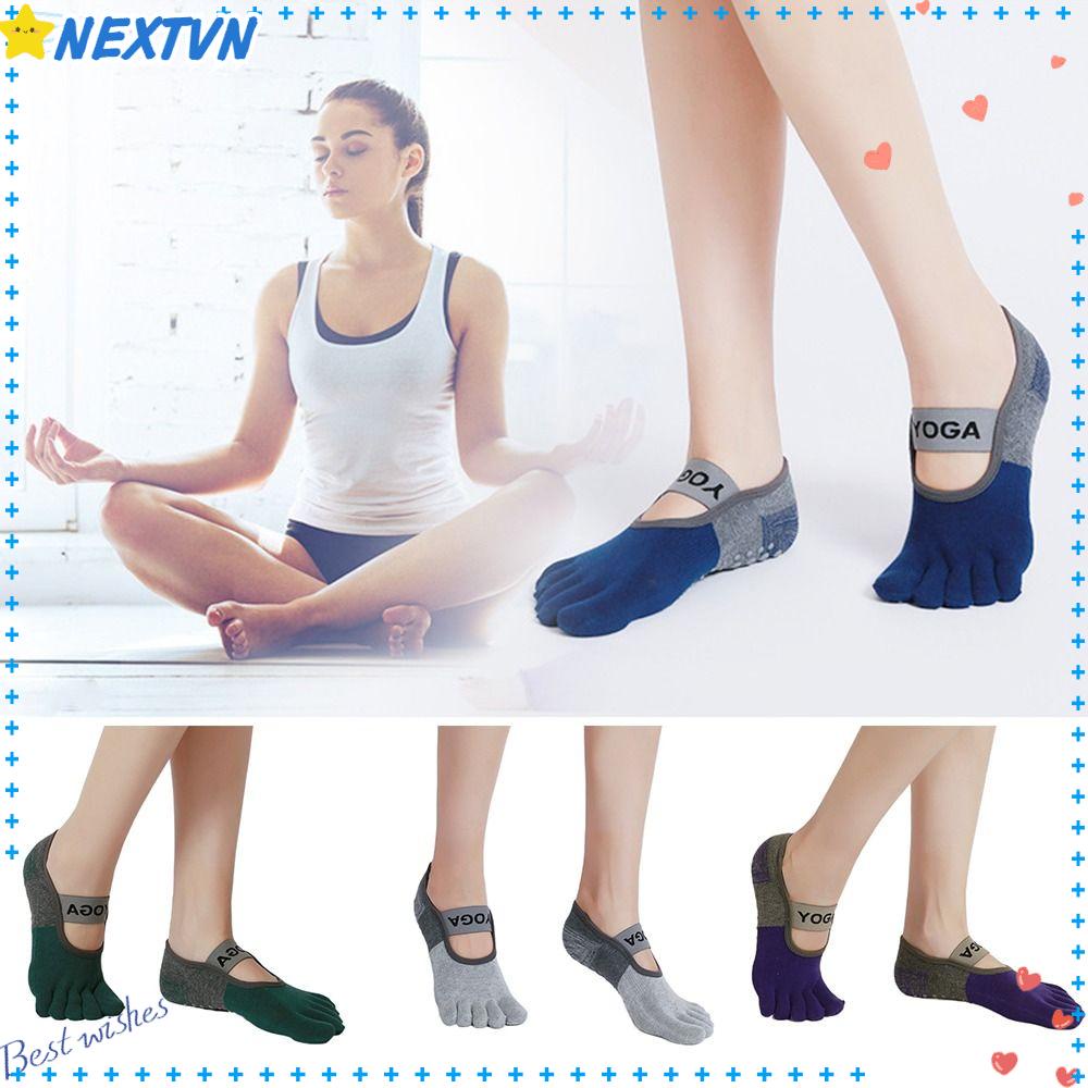 Vớ Cotton + PVC Năm Ngón Mềm Mại Thoáng Khí Chống Ma Sát Dùng Tập Yoga Trong Nhà