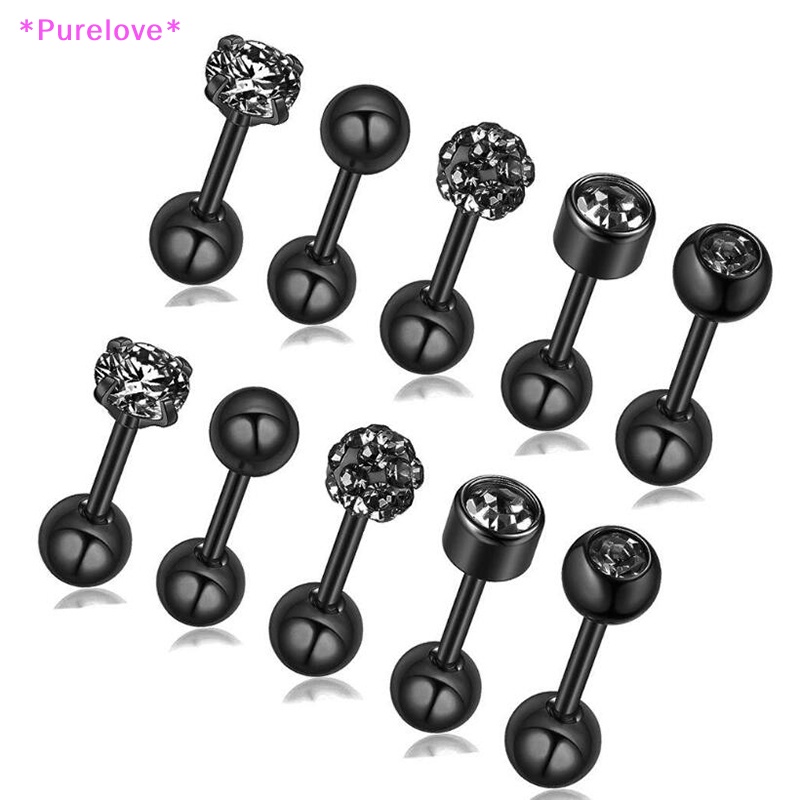 Set 10 Khuyên Tai / Mũi / Sụn Tai 18G Đính Đá Pha Lê Thời Trang Mới