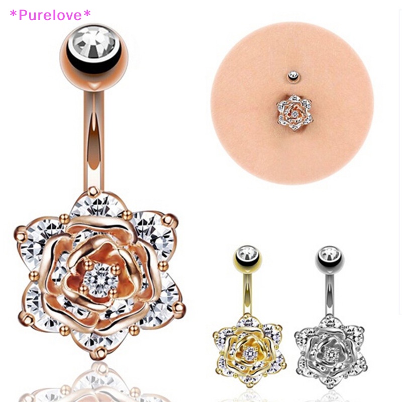 Khuyên Rốn Hình Hoa Đính Đá Zircon Sang Trọng Cho Nữ Mới